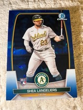 2023 Bowman Chrome Sapphire Shea Langeliers #95 Rookie Card RC Braves A's. rookie card picture