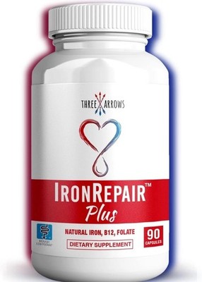 Three Arrows Iron Repair Plus Natural Iron Supplement 90 Gelatin Capsules