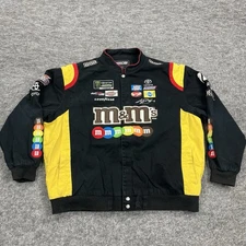 JH Design Nascar Jacket Mens 3XL Black Cotton Snap M&M Kyle Busch Jeff Hamilton