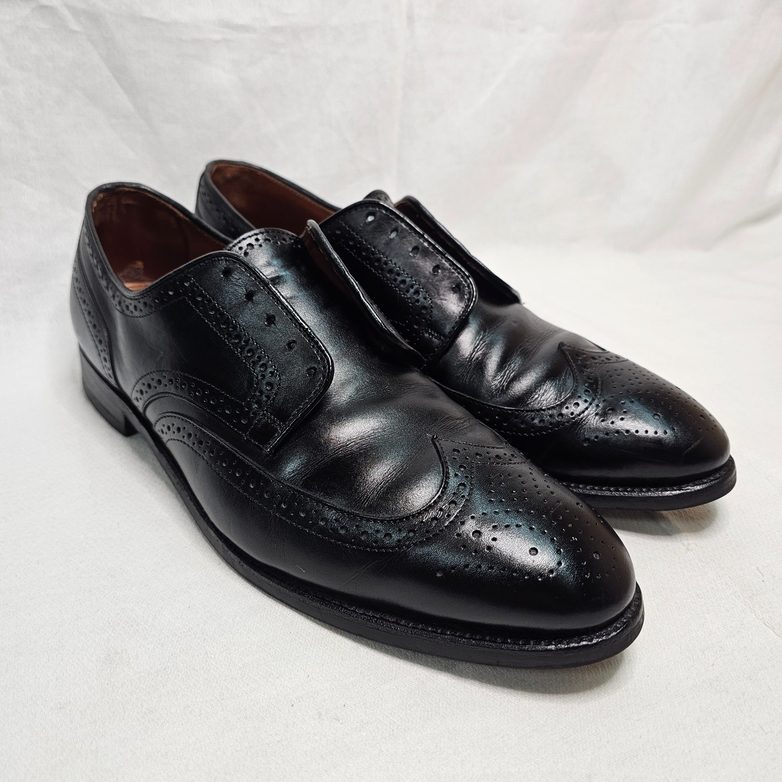 SAOLA Allen Edmonds Lombard 2612 Brogue derby alare in pelle nera taglia 11 5D