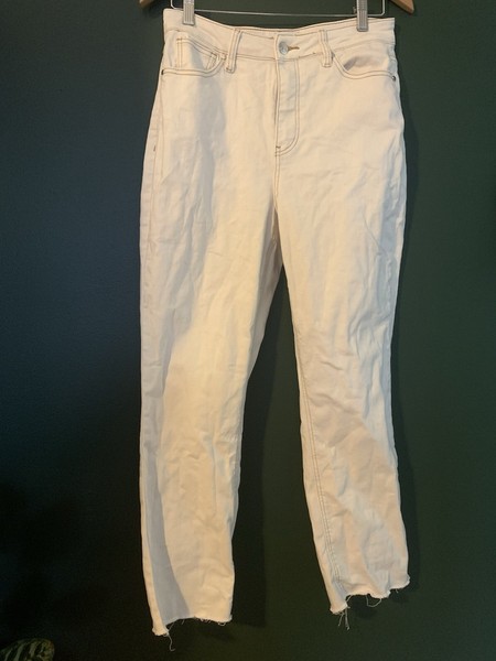 GRAB Denim Cream White Straight Denim Jeans Size 29 Cropped Excellent Condition