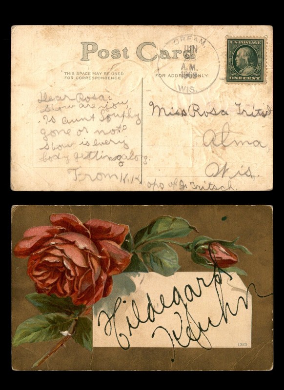 Mayfairstamps US 1909 Cream to Alma Rose Postcard cca_04413