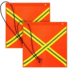 18 x 18 Inch Safety Flag 2 Pieces Mesh Weather Proof Warning Flag with Gromme...