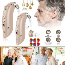 1 Pair Of Digital Hearing Aid Severe Loss Rechargeable Invisible BTE Ear Aids US