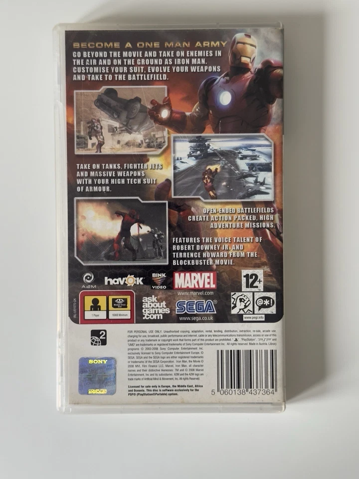Ironman Sony PSP - PlayStation Complete (game Case Broken) - Image 2 of 4