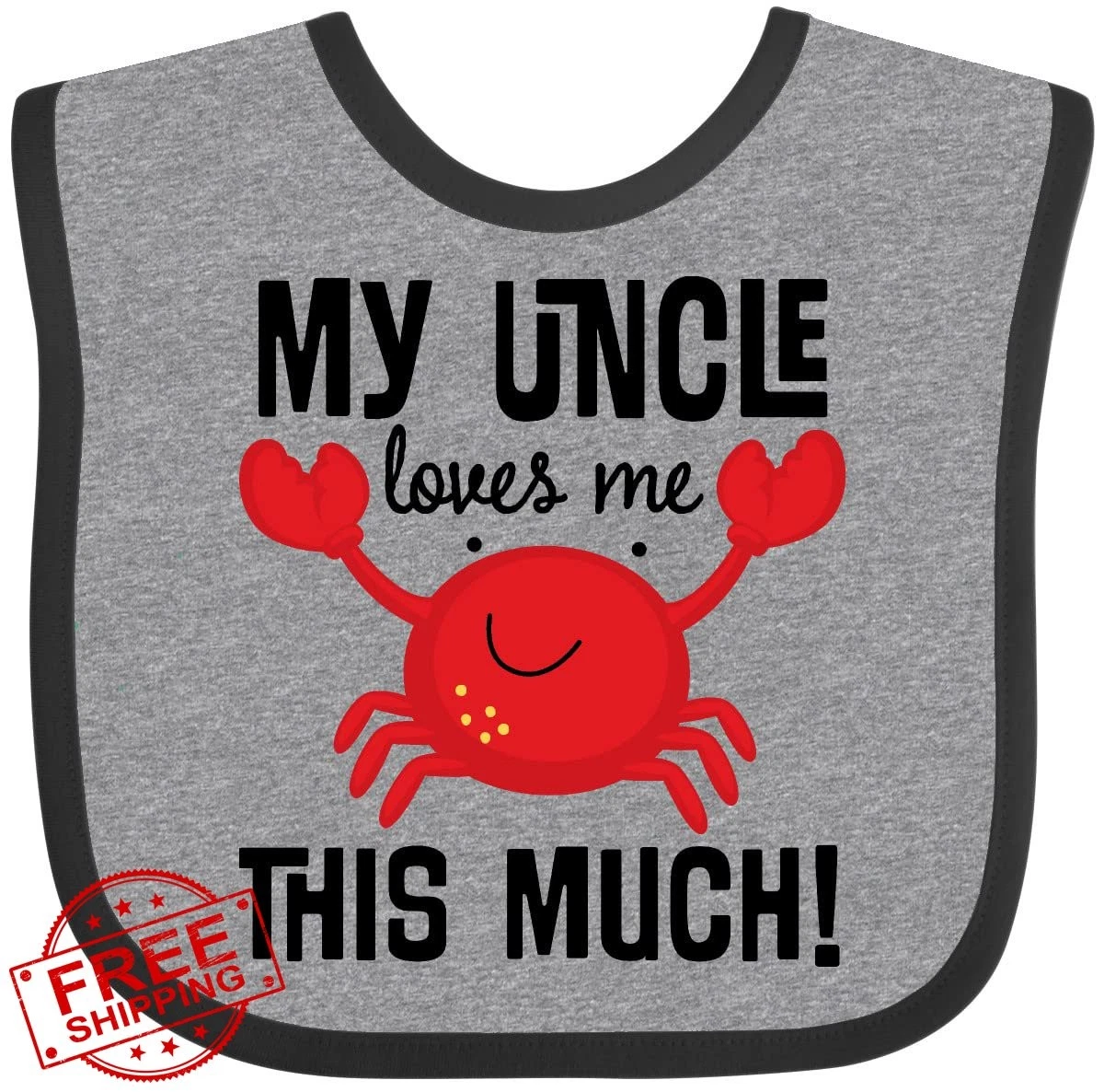 inktastic Uncle Loves Me Crab Bib Heather Black