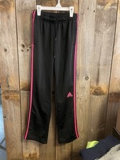 RARE HOT PINK stripe Adidas Warmup Pants - Straight Leg Woman Sz XS