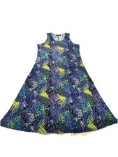Boho Abstract Graphic Maxi Dress Flowy Stretch Knit Sleeveless A-Line XL QVC