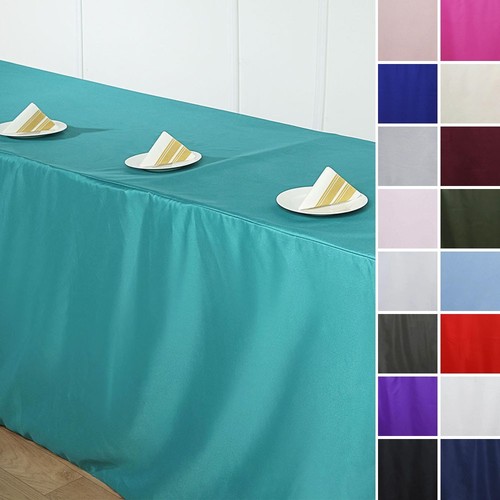 8 feet Fitted Polyester Tablecloths Wedding Party Catering Table Linens Home - 第 1/98 張圖片