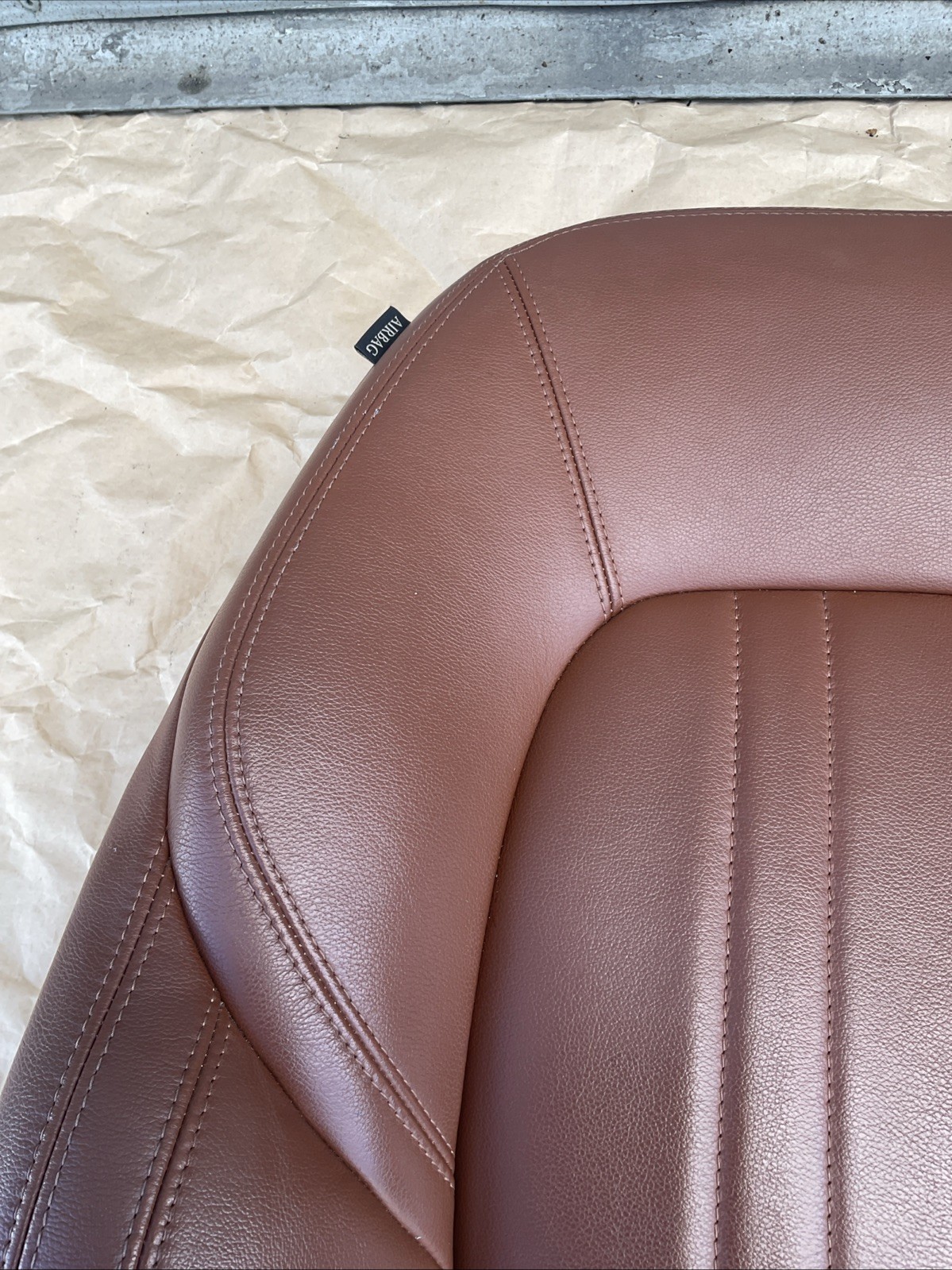 14-17 Maserati Ghibli Front Left Side Top Upper Seat Cushion Cover Brown OEM