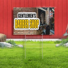 Gentleman's Barbershop Haircut Shave Salon Indoor Outdoor Yard Sign with metal