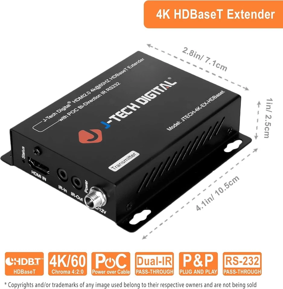 4K HDMI Extender Over Ethernet - PoC, Bi-Directional IR - Image 4 of 4