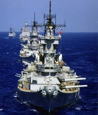 USS New Jersey (BB-62) leads USS Missouri (BB-63), Photo 8.5x11 Photo Luster