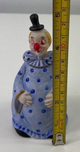 Statuina campana pagliaccio circo porcellana Deville cappello nero a pois blu - Foto 8 di 8