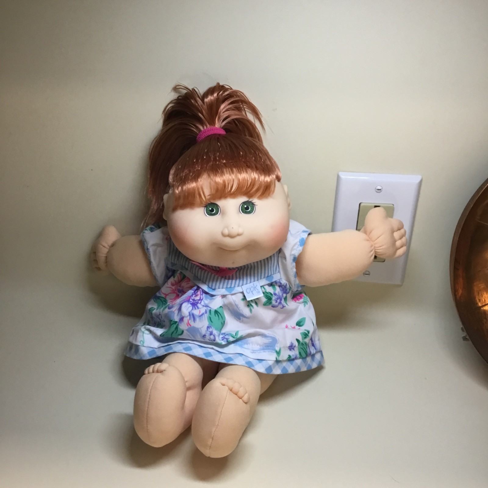 1995 Mattel 1stEdition Cabbage Patch Doll With Soft Auburn Hair grn eyes hm ck44