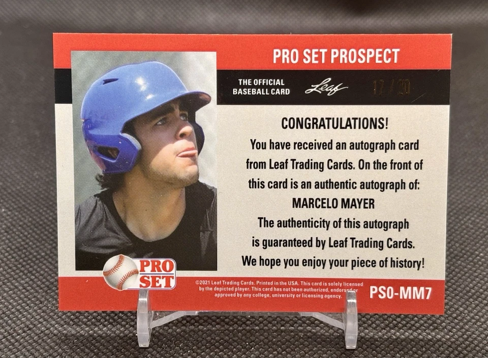 2021 Leaf Pro Set Metal - Autographs Marcelo Mayer #PA-MM7 Purple Wave /20 🔥 - Image 3 of 3