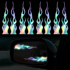 8Pcs Flame Reflective Stickers, 5.9"X1.2" Flame Decals for Sports & Bikes, Skate