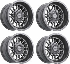 Set of 4 GTW Volt 12x7 Gunmetal Gray Aluminum Golf Cart Wheel | 3:4 Offset | 4x4