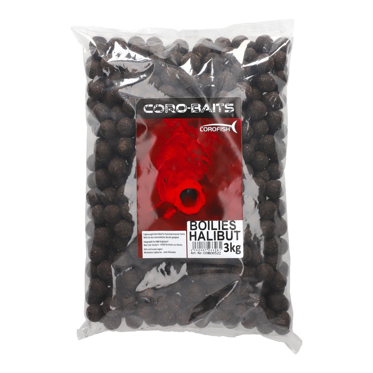 Corofish Coro-Baits Boilies 20mm 3kg Karpfenköder Halibut, Erdbeere, Knoblauch