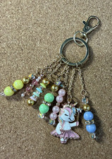 Animal Charm Beaded Keychain with Detachable Keyring - Multicolor
