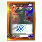 RHETT LOWDER 2025 Topps Chrome Update Auto Orange Refractor Rookie RC /25 Reds