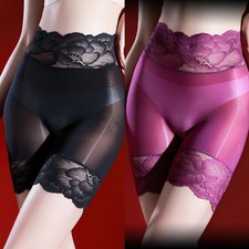 Oil Glossy Shiny Lace Sheer Transparent Underwear Seamless Elastic Panties Brief