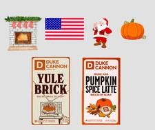 Duke Cannon Pumpkin Spice Latte Brick Soap + Yule Brick  Xmas Benefit Vets Lot 2