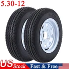 2 Pack 5.30-12 Trailer Tires with 12" Rims 5.30x12 530-12 4 Lug Load Range C 6PR