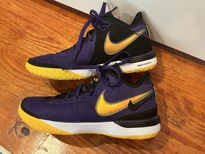 Nike LeBron Ambassador Basketball Shoes Lakers Purple Yellow Zoom Men s 10.5