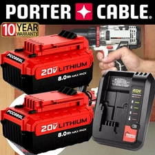 2PACK 8.0Ah Lithium Battery For Porter Cable 20V MAX PCC685L PCC680L OR Charger