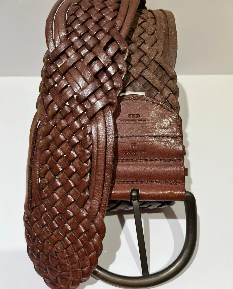 New Fossil Women Medium Gold Metallic Leather Woven Wide Belt Brass Buckle NWT Fossil Leather Wide Belts for Women for sale | eBay main image 4