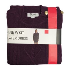 Nine West Women's Midweight Regular Fit Cable Knit Mini Sweater Dress (XL)