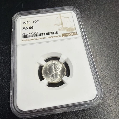 1945 Mercury Dime NGC MS 66 Gorgeous Silver Mercury