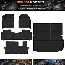 Tpe 3 Rows Floor Mats Trunk Cargo Liner Backrest For 2009-2015 Honda Pilot
