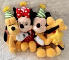 Disneyland Mickey Minnie Mouse & Pluto Plush Key Chain New Birthday Tokyo Japan