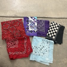 Vintage Fast Color Hav A Hank Bandana Red Blue Paisley All Cotton Lot of 6