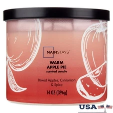 Apple Pie Scented Candle 3-Wick Container Premium Wax Long Lasting 65 Hour Burn