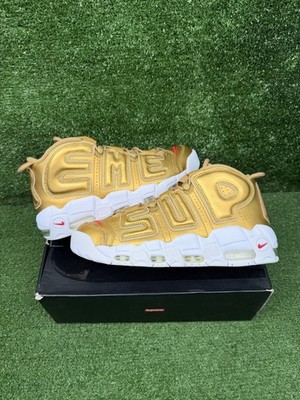 Size 10.5 - Supreme x Nike Air More Uptempo Metallic Gold