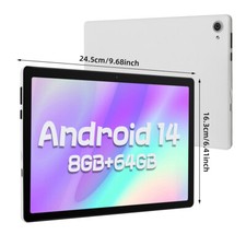 10.1 inch Android 14 8GB RAM 64GB ROM Tablet 1TB Expandable WiFi 6 Bluetooth LCD
