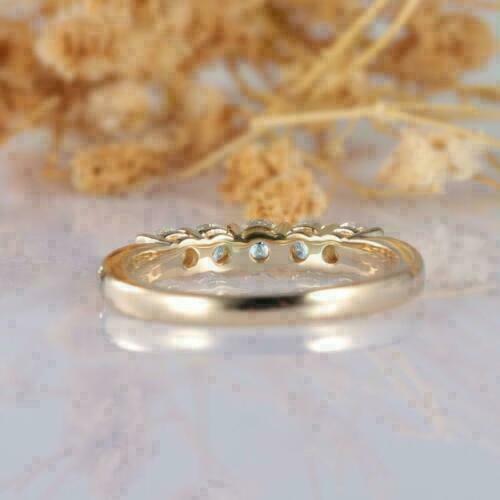 2Ct Simulated Aquamarine Half Eternity Wedding Band Ring 14K Yellow Gold Finish - Picture 4 of 7