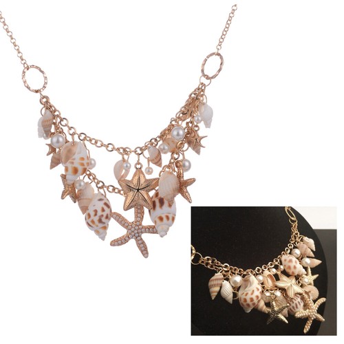Vintage Mermaid Necklace Seashell Pearl Pendant Statement Women Jewelry Sets US - Picture 10 of 10