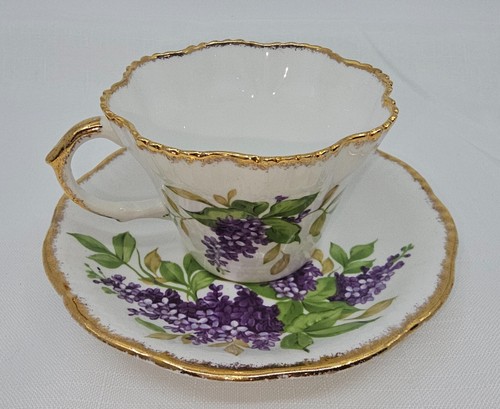 Teetasse und Untertasse, Salisbury, Bone China, Made In England, lila Veilchen - Bild 2 von 4