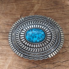 Bohemian Boho Turquoise Mens Belt Buckle - Vintage Western Cowboy Style Buckle