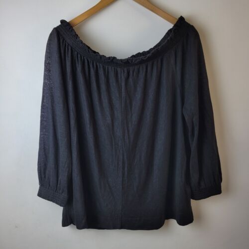 Whistles Women Size S Black 100% Linen Off Shoulder Top Blouse Casual Relaxed - Picture 1 of 10