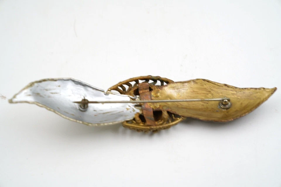 Indian Tribal Ethnic Chunky VINTAGE Brass Bangles Bracelets W/ Brutalist Brooch - Image 3 of 3