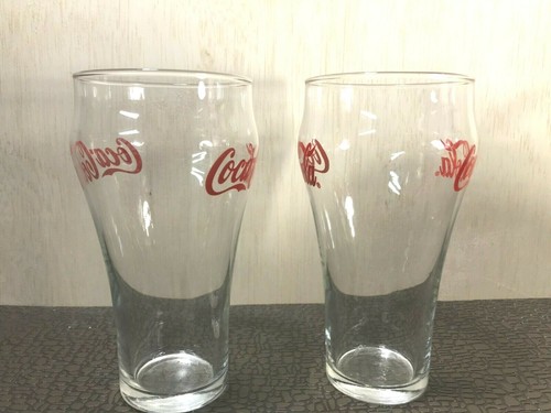 Cola Cola Glasses, Set of 2 Bell Shaped Red Logo - Picture 3 of 5
