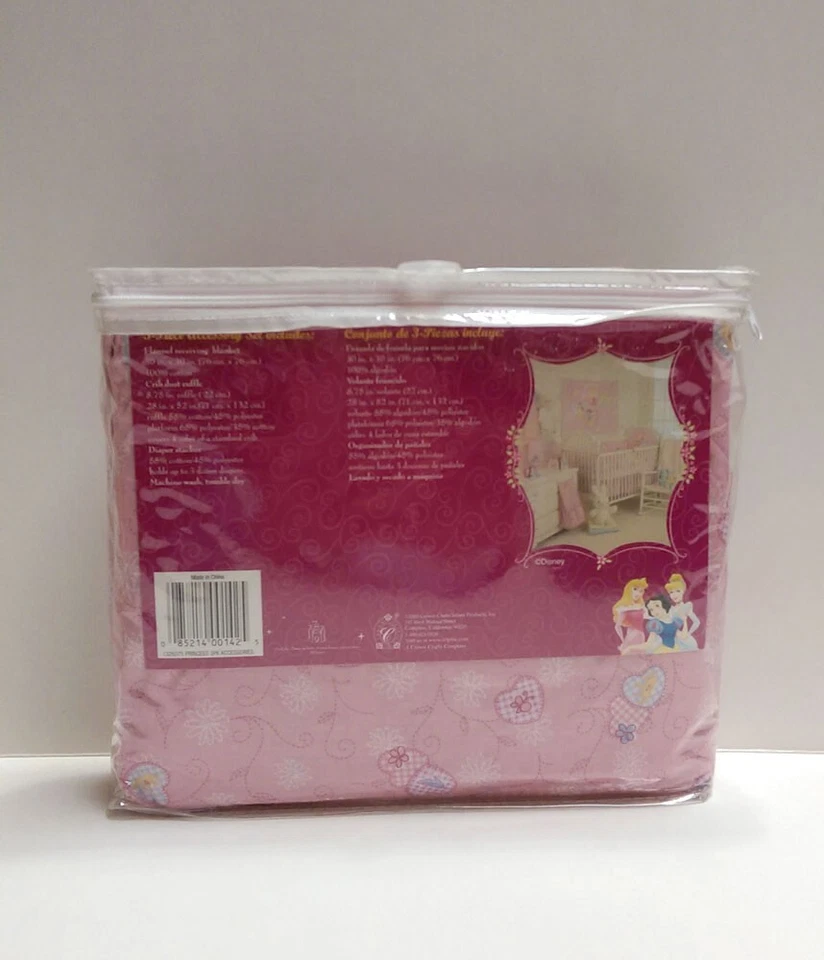 Baby Princess Juego de 3 piezas Franela Recepción Manta Cuna Polvo Volantes Pañales Apilador Foto 2 de 4