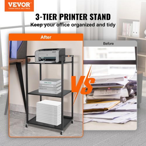 VEVOR Printer Stand 3-Tier Rolling Printer Cart with Wheels and Storage Shelves - Bild 2 von 12