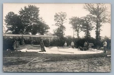 EARLY AVIATION GERMAN SOLDIERS w/ PARACHUTE ANTIQUE REAL PHOTO POSTCARD RPPC