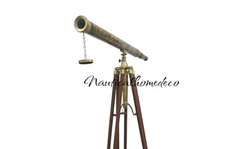 Nautical Handmade Vintage Brass Telescope With Wooden Tripod Stand-Marine Collec
